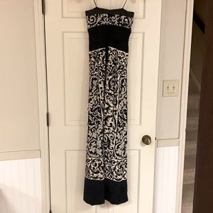 Black and white strapless floorlength empire waist